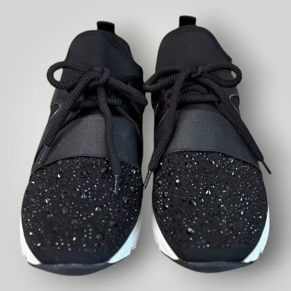 Carvela Lament Bling Black Fashion Sneaker Shoes US 10 EU 41 Rhinestone Studs